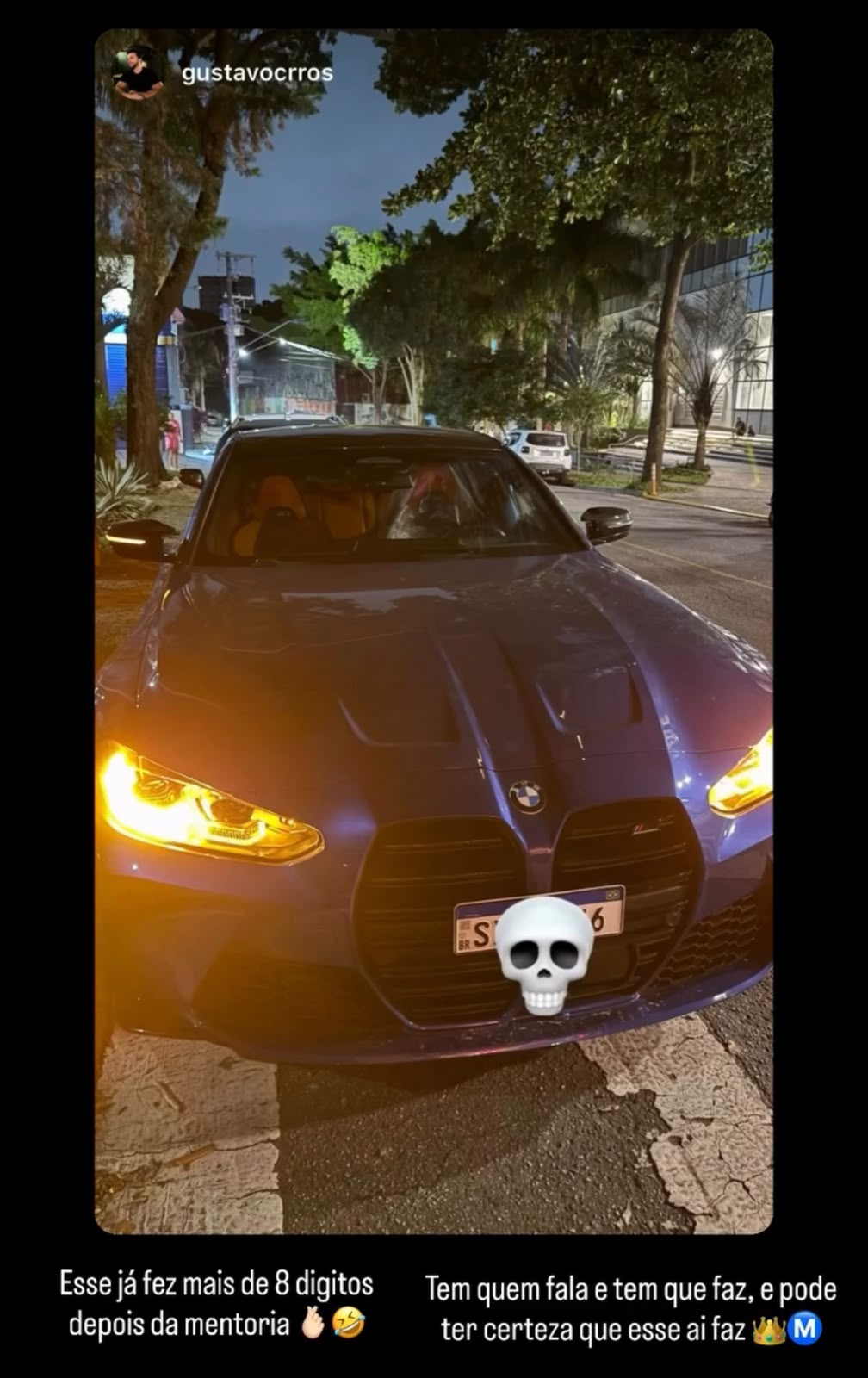 Mentorado depois da mentoria: BMW M3 na garagem.